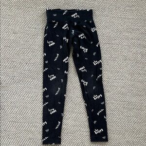 Justice Black Leggings with White Text Print